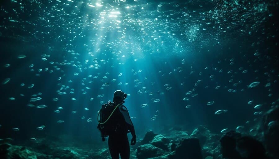 Une Personne Plongeant Dans L'eau Sous-Marine